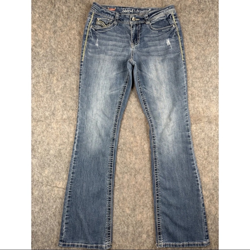 State Independence Bootcut Jeans Women's‎ 5 Blue Denim Distressed Medium Wash